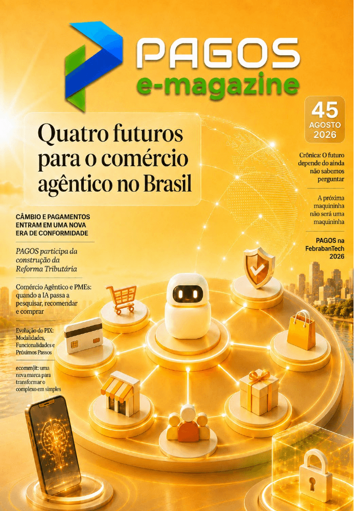 Capa da PAGOS eMagazine 45 — Agosto de 2026