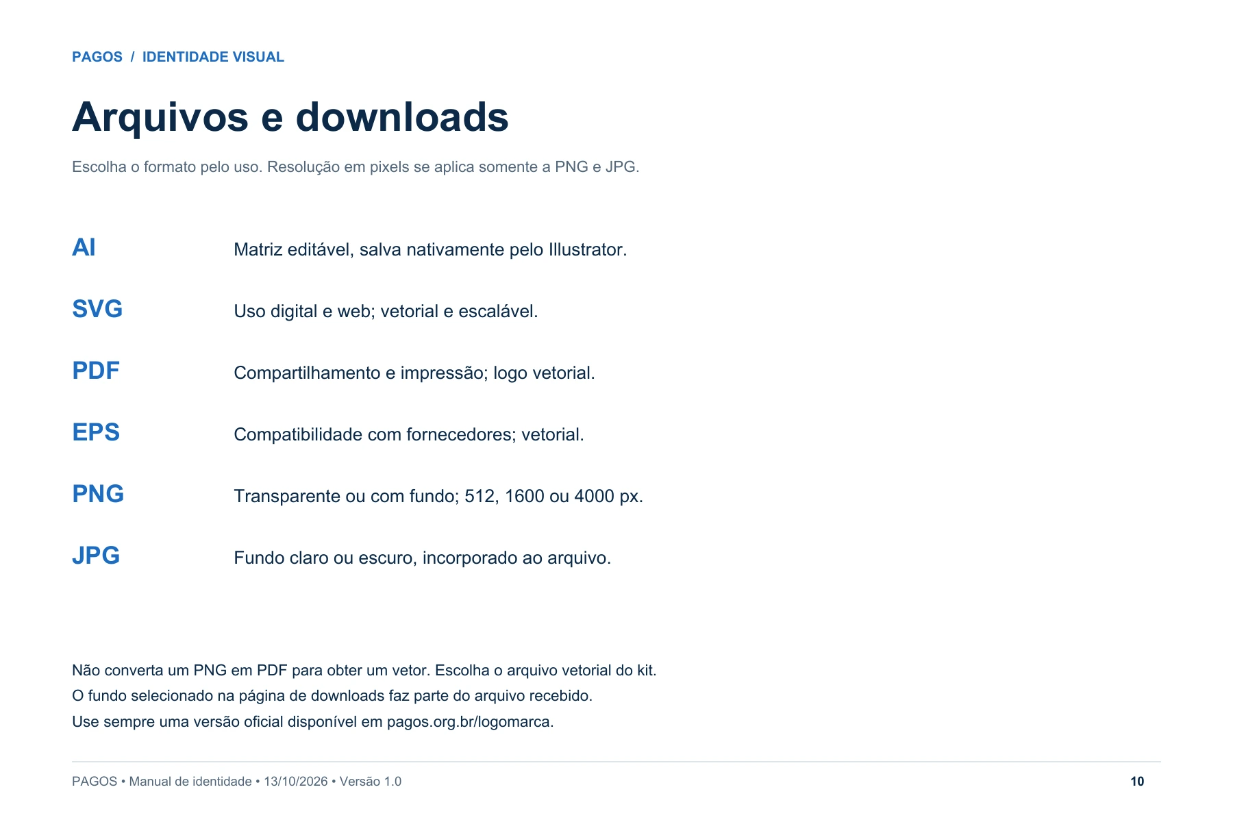 Página 10: Arquivos e downloads